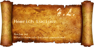 Hemrich Luciusz névjegykártya